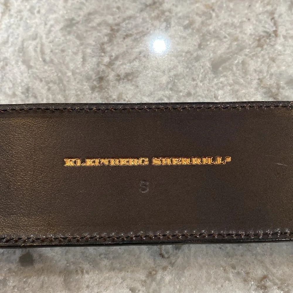 Kleinberg Sherrill Genuine Exotic Leather Belt w/ Gold Bubbly Buckle Detail 1988
